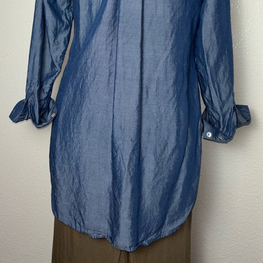 Soft Surroundings Tencel Popover Blouse Women's Size Small Blue Chambray - Picture 15 of 16